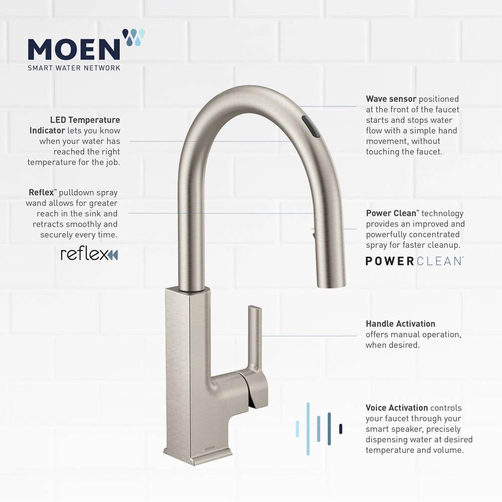 STo Smart Faucet Touchless Pull Down Sprayer Kitchen Faucet with Voice Control and Power Boost, Chrome