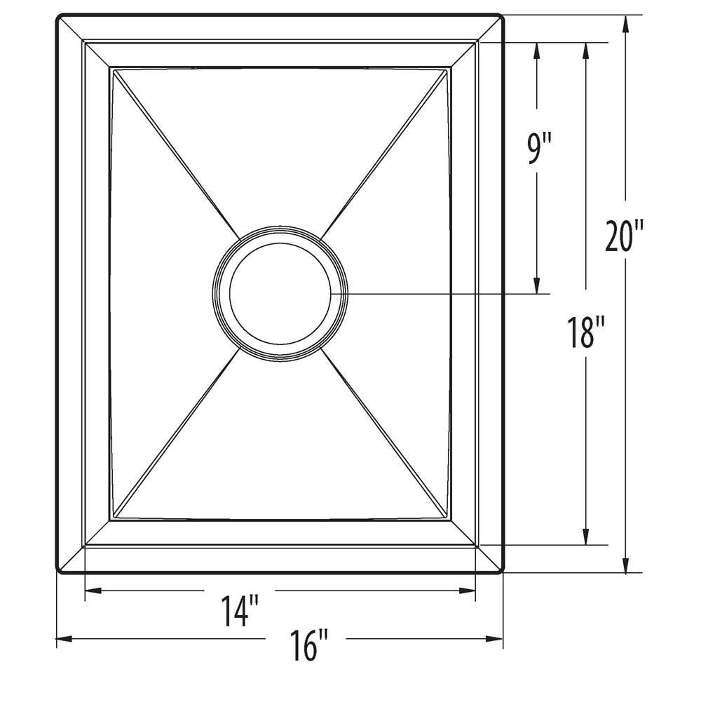 1600 Series 16 Gauge Single Bowl Undermount Sink, Stainless Steel