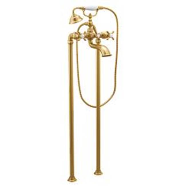 Moen - Brushed gold two-handle tub filler includes hand shower - Brushed Gold