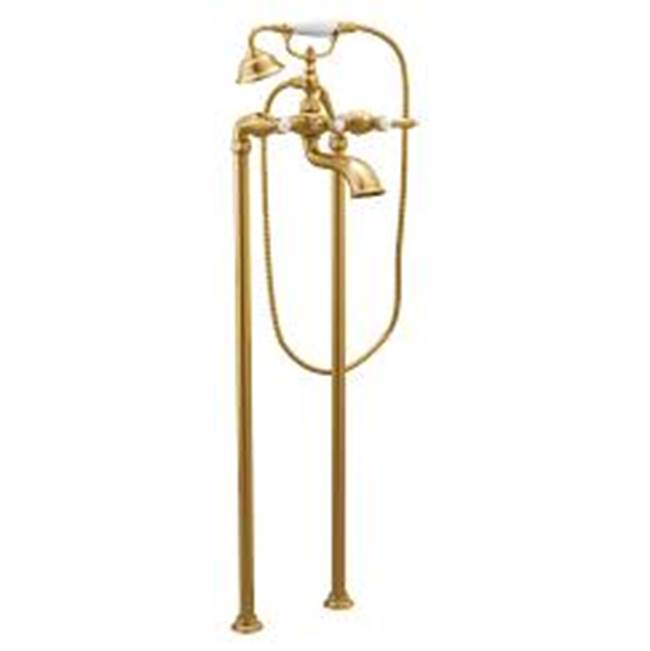 Moen - Brushed gold two-handle tub filler includes hand shower - Brushed Gold