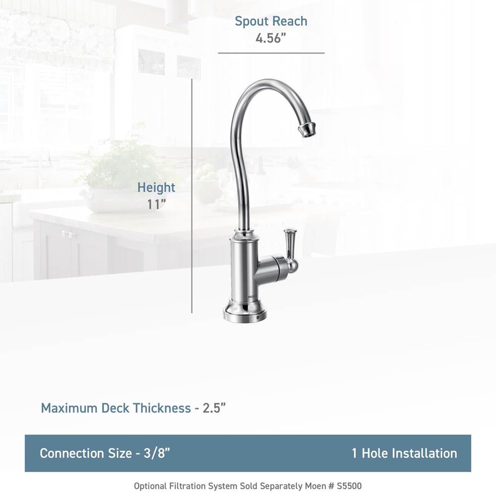 Sip Traditional Cold Water Kitchen Beverage Faucet with Optional Filtration System, Chrome