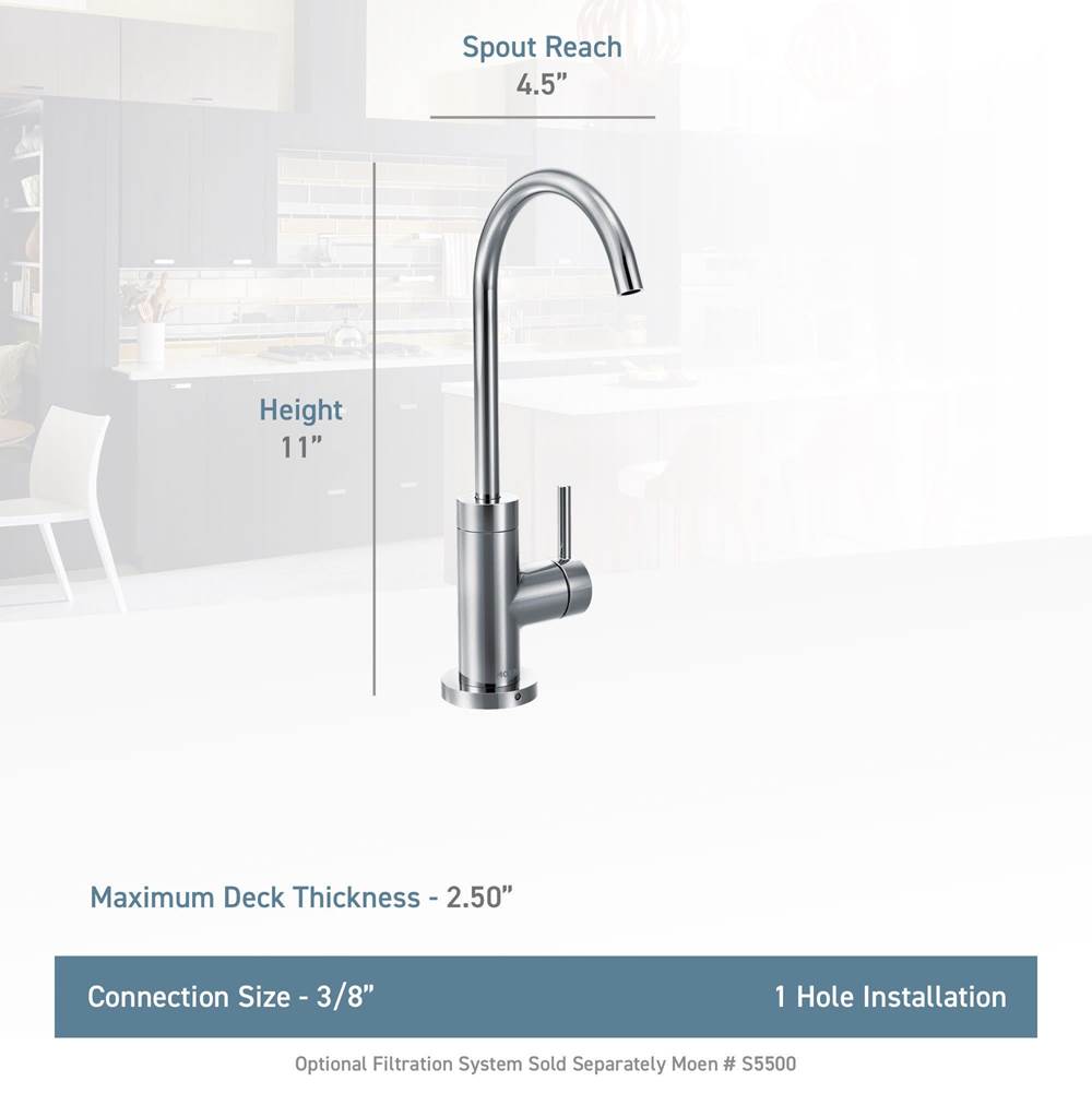 Sip Modern Cold Water Kitchen Beverage Faucet with Optional Filtration System, Chrome