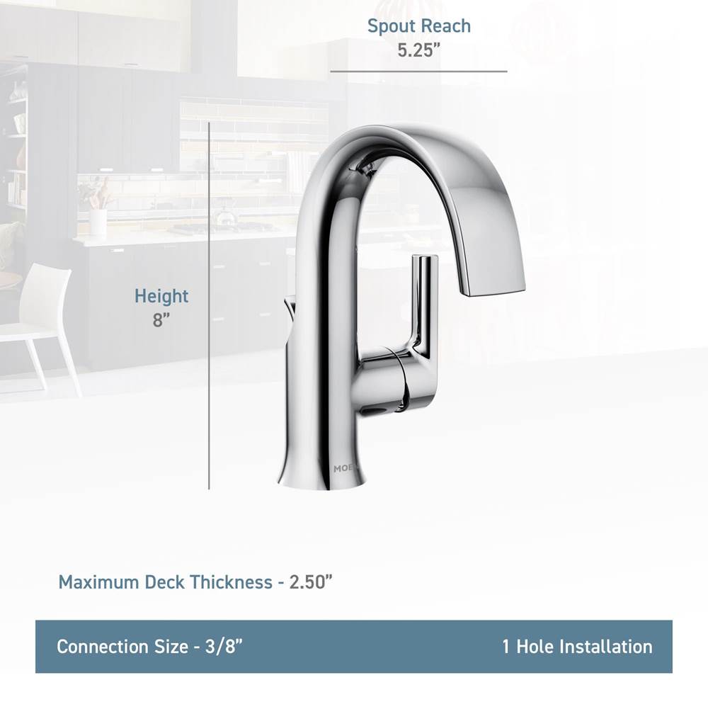 Doux Collection One-Handle High Arc Laminar Stream Bathroom Faucet, Chrome