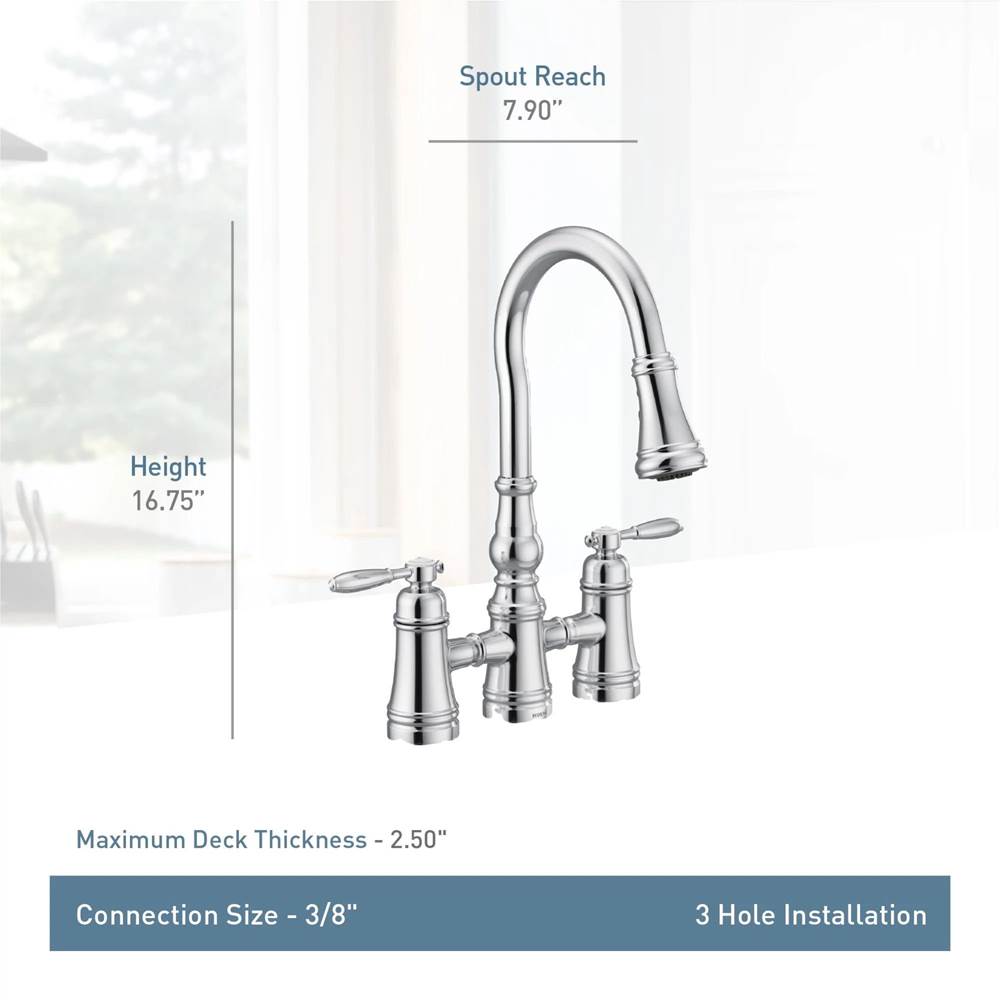 Moen Weymouth 2-Handle Bridge Faucet in Polished Nickle