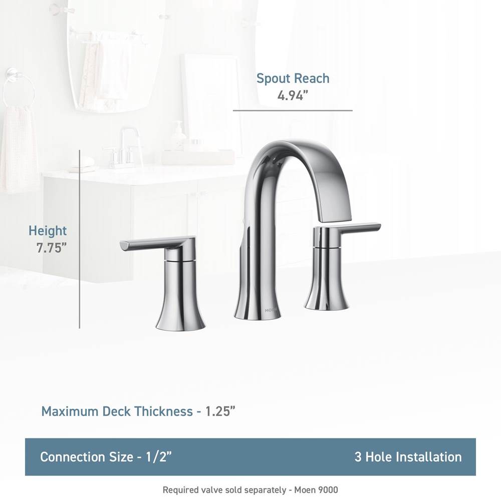 Doux 8 in. Widespread 2-Handle Bathroom Faucet Trim Kit in Chrome (Valve Sold Separately)