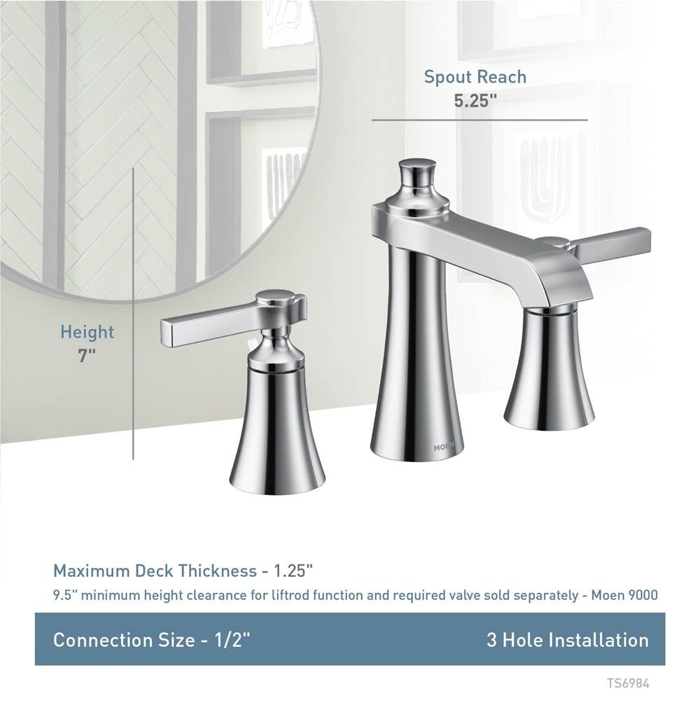 Flara 8 in. Widespread 2-Handle High-Arc Bathroom Faucet Trim Kit in Chrome (Valve Sold Separately)