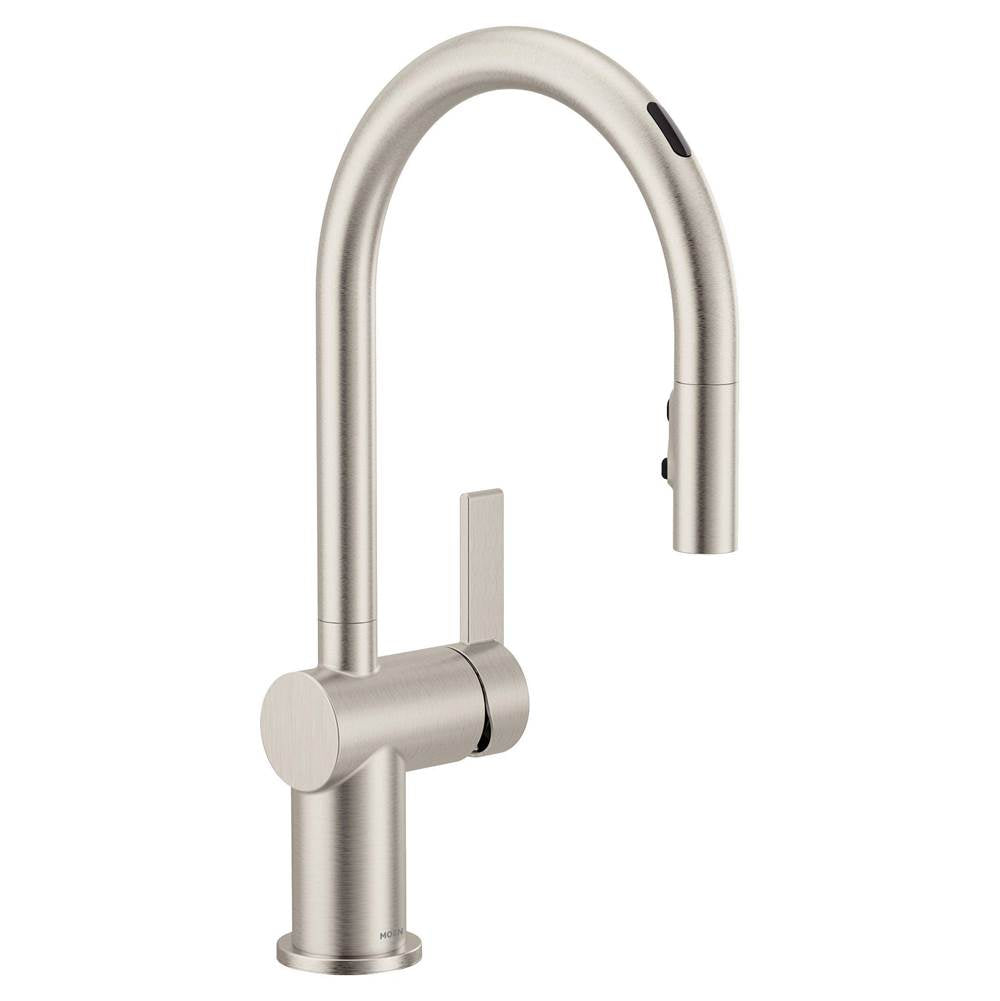 Moen - Cia Smart Faucet Touchless Pull Down Sprayer Kitchen Faucet with Voice Control and Power Boost, Spot Resist Stainless - Spot Resist Stainless
