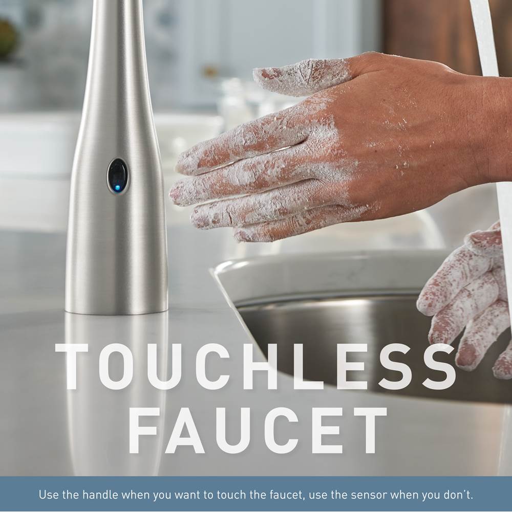 Belfield Smart Faucet Touchless Pull Down Sprayer Kitchen Faucet with Voice Control and Power Boost, Chrome