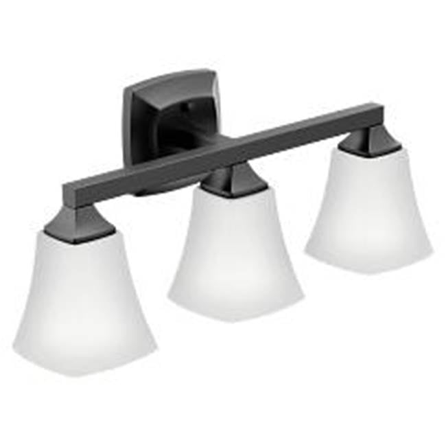 Moen - Matte Black Three Globe Bath Light - Matte Black