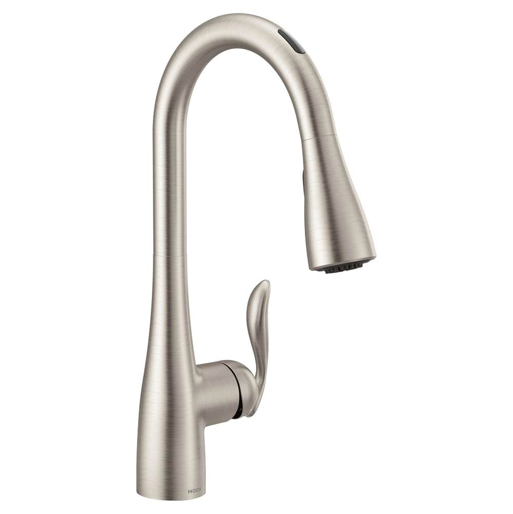 Moen - Arbor Smart Faucet Touchless Pull Down Sprayer Kitchen Faucet with Voice Control and Power Boost, Spot Resist Stainless - Spot Resist Stainless