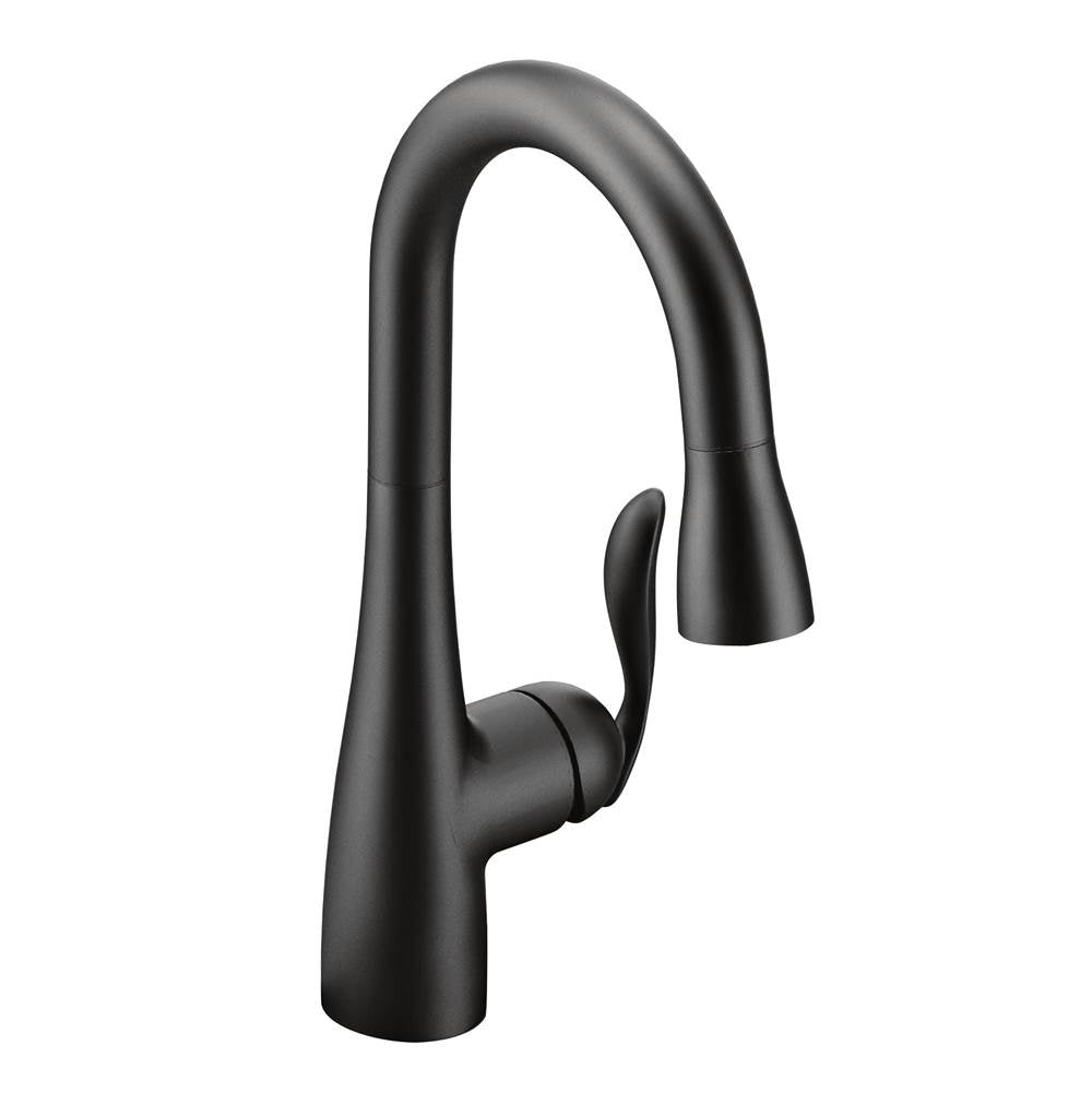 Moen - Arbor One Handle High Arc Pulldown Bar Faucet with Reflex, Matte Black - Matte Black