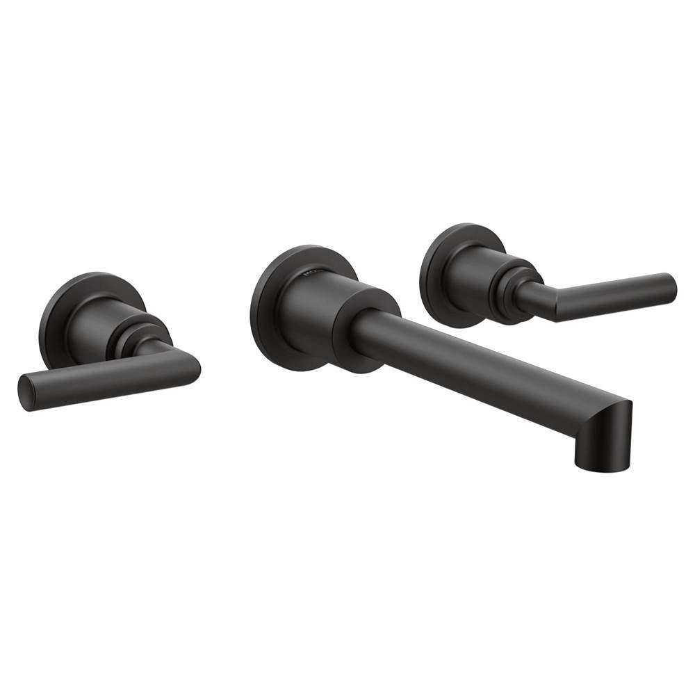 Moen - Arris Wall Mount 2-Handle Bathroom Faucet Trim Kit in Matte Black (Valve Sold Separately) - Matte Black