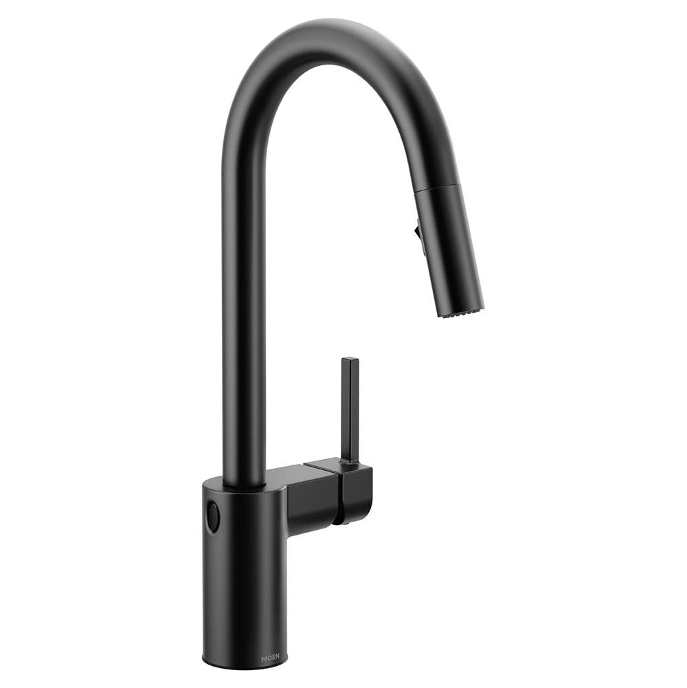Moen - Align Motionsense Wave One-Sensor Touchless One-Handle High Arc Modern Pulldown Kitchen Faucet with Reflex, Matte Black - Matte Black