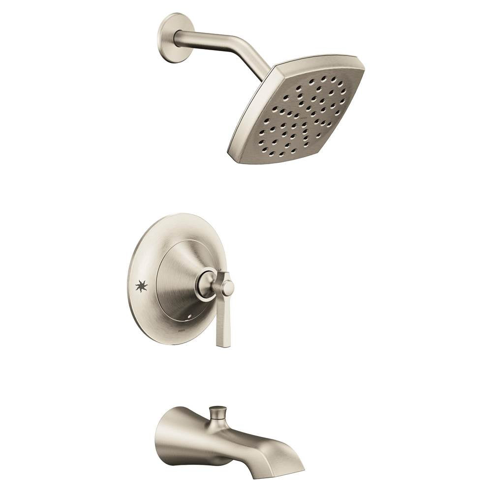 Moen - Flara Posi-Temp Eco-Performance 1-Handle Tub and Shower Faucet Trim Kit in Brushed Nickel (Valve Sold Separately) - Brushed Nickel