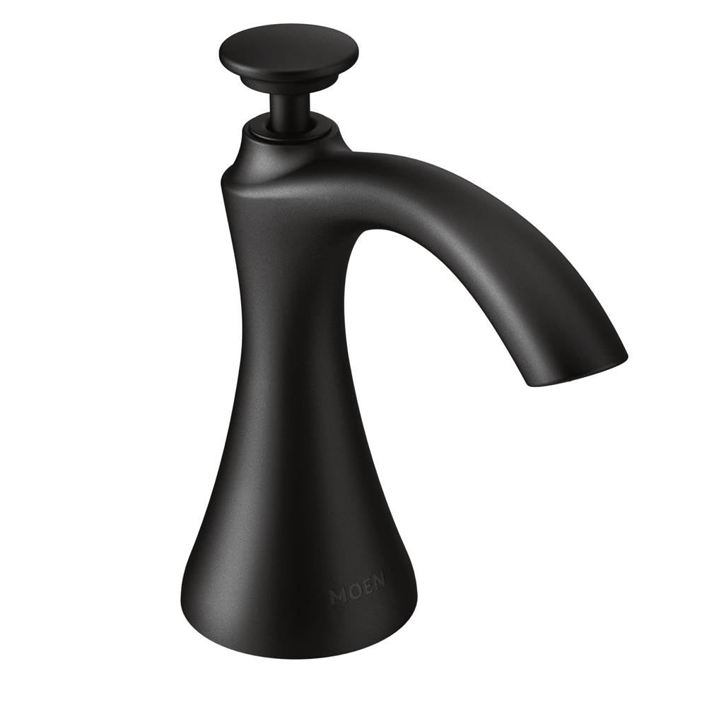 Moen - Transitional Deck Mounted Kitchen Soap Dispenser with Above the Sink Refillable Bottle, Matte Black - Black