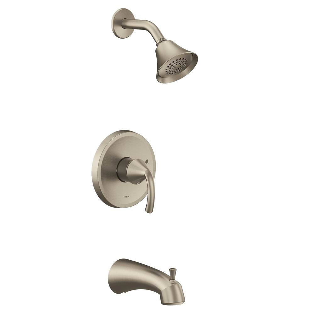 Moen - Glyde M-CORE 2-Series Eco Performance 1-Handle Tub and Shower Trim Kit in Brushed Nickel (Valve Sold Separately) - Brushed Nickel