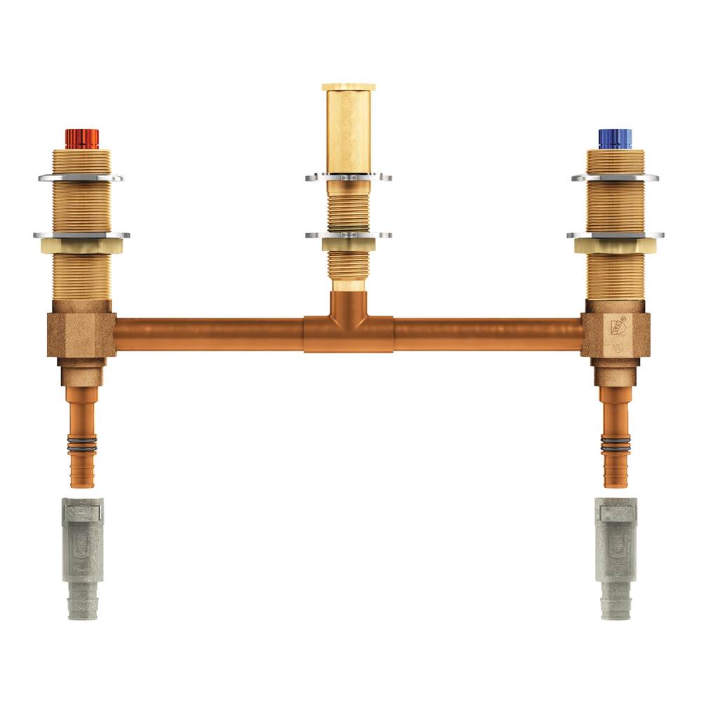 Moen - M-Pact Two Handle Roman Tub Valve with 10-Inch Centers 1/2-Inch PEX and 1/2-Inch Cold Expansion PEX Adapters - Unfinished