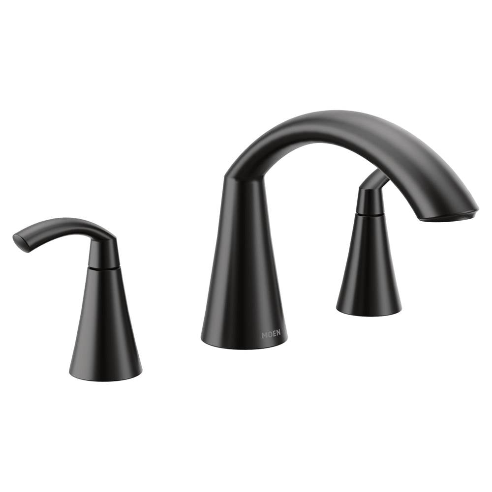Moen - Glyde 2-Handle High-Arc Roman Tub Faucet in Matte Black (Valve Sold Separately) - Matte Black