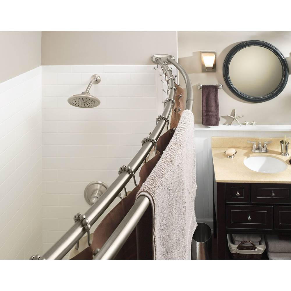 Matte Black Adjustable Curved Shower Rod