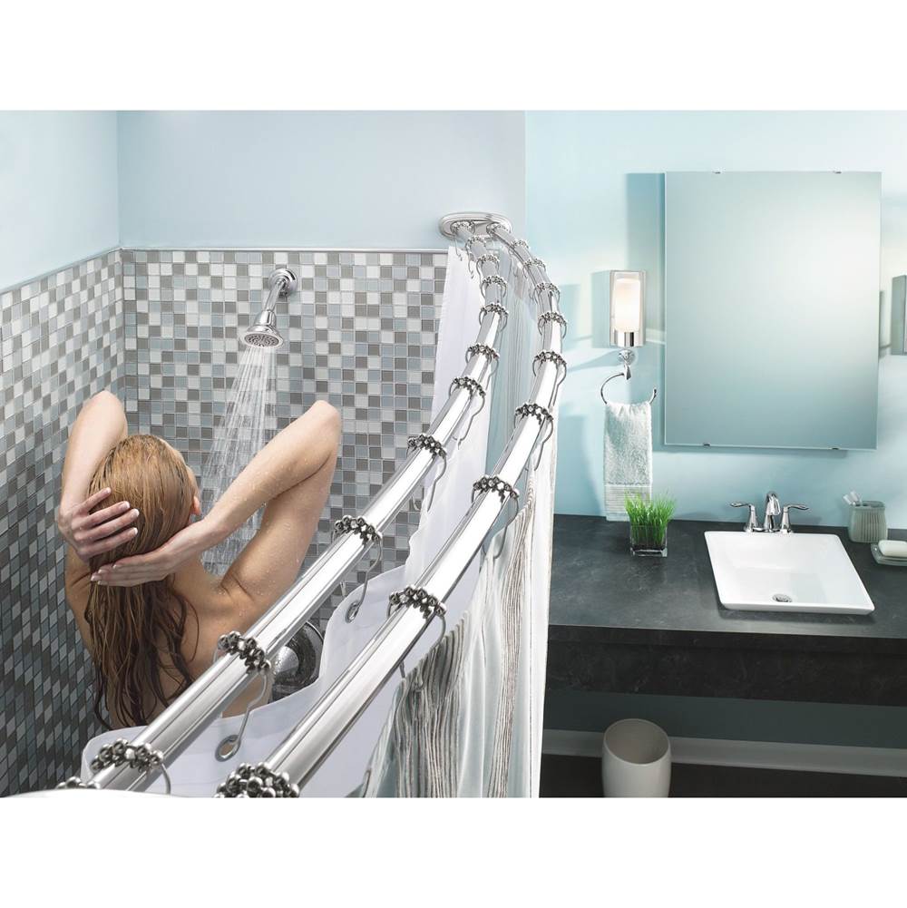 Matte Black Adjustable Curved Shower Rod