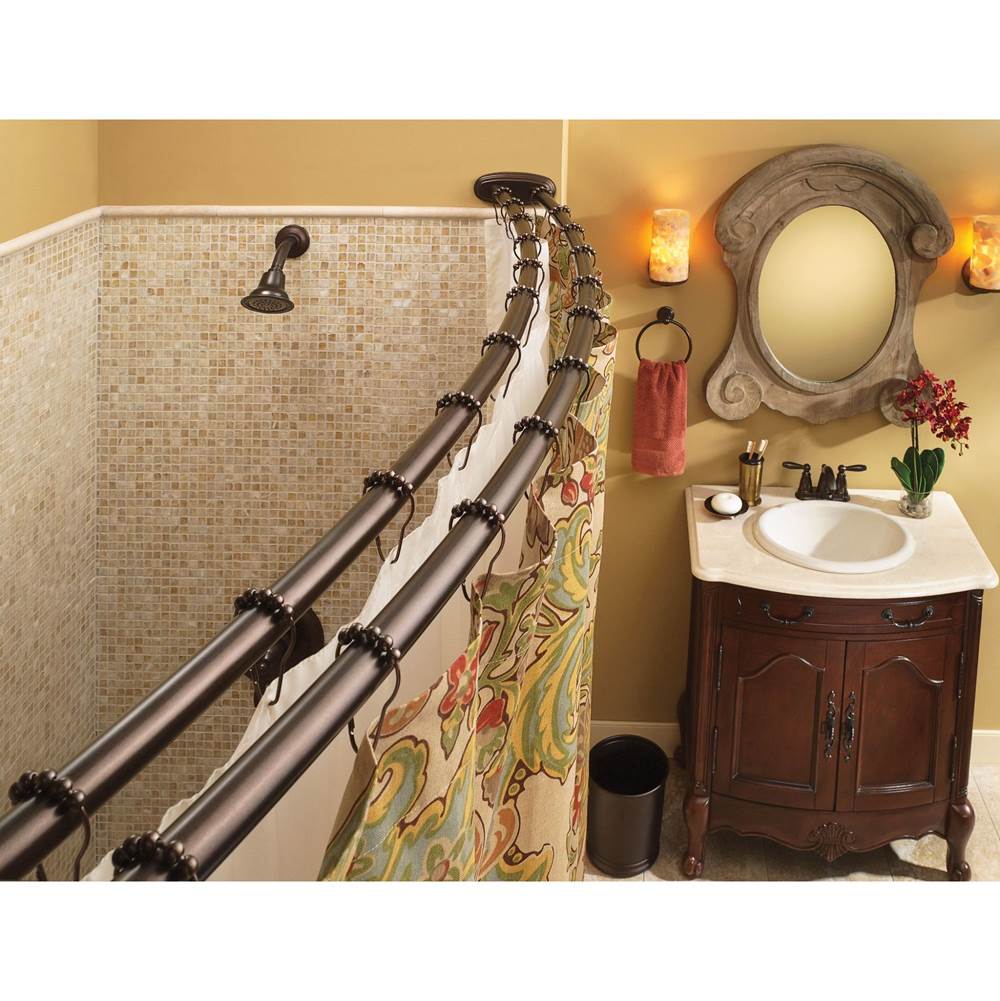 Matte Black Adjustable Curved Shower Rod