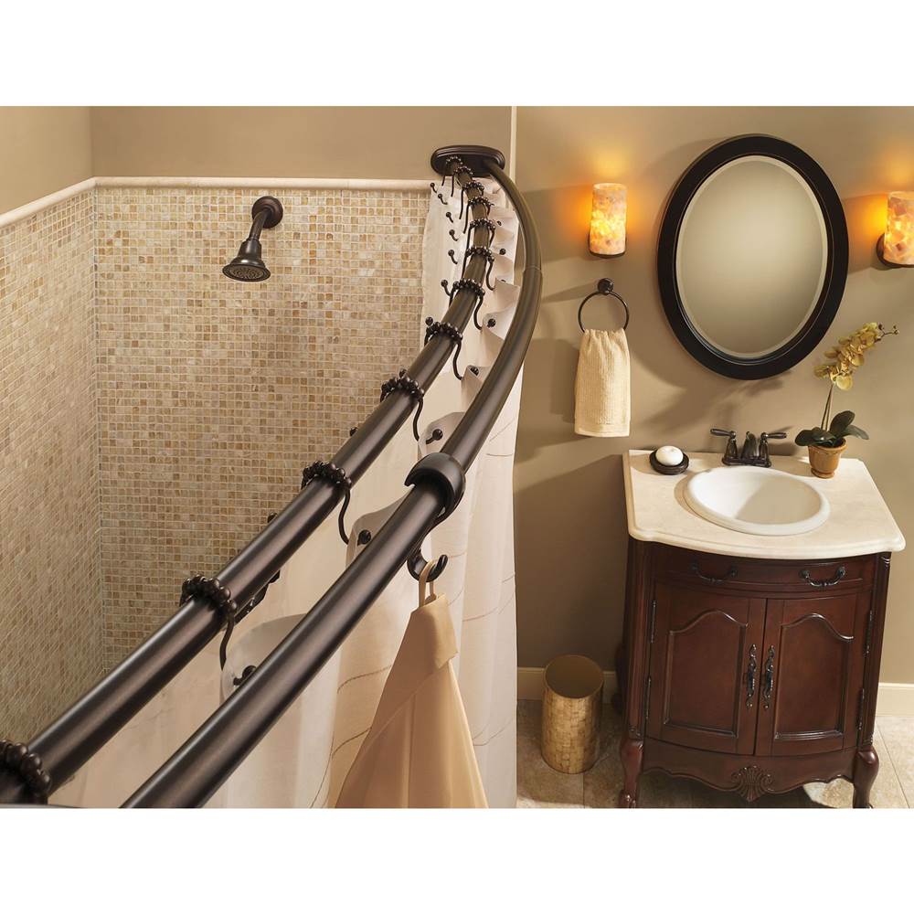 Matte Black Adjustable Curved Shower Rod
