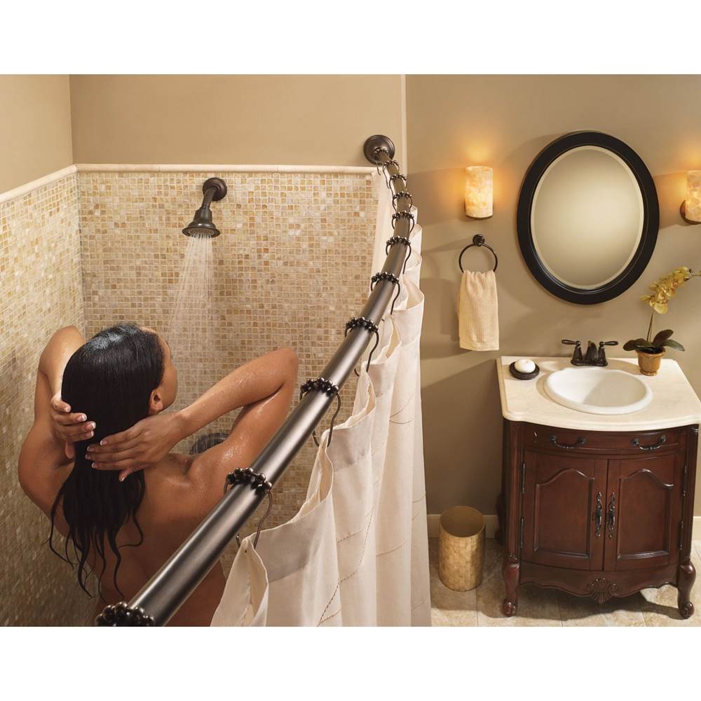 Brushed Gold Adjustable Curved Shower Rod