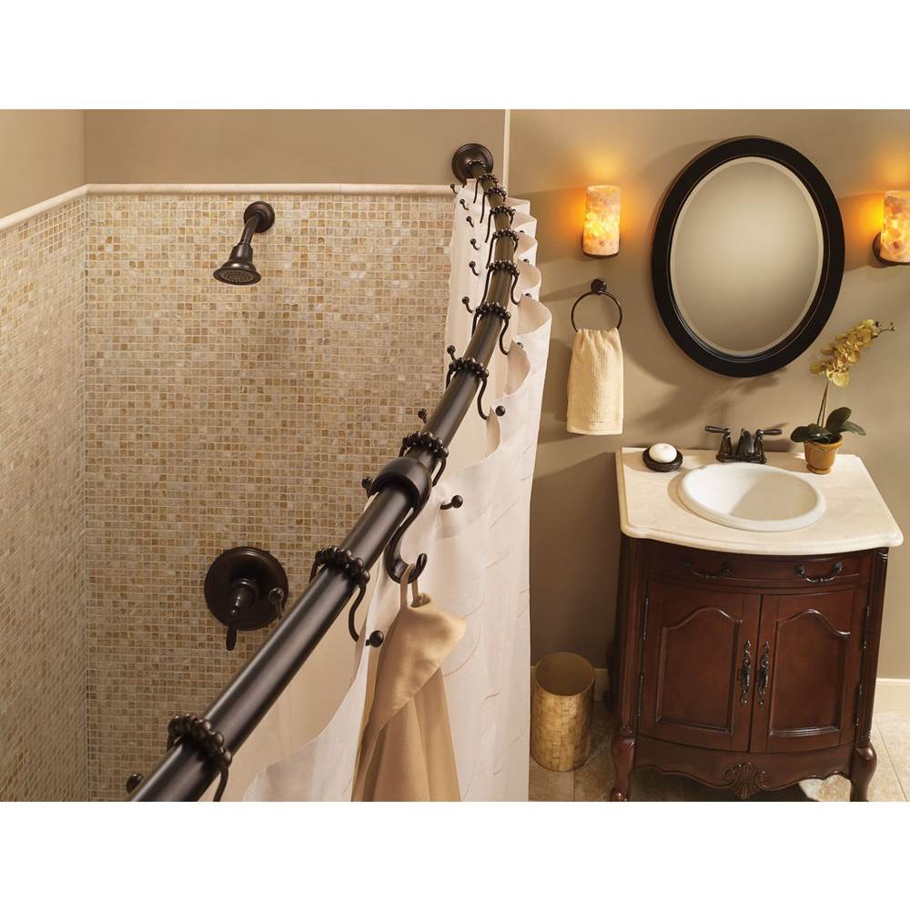 Brushed Gold Adjustable Curved Shower Rod