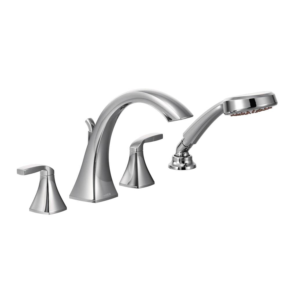 Moen - Voss 2-Handle High-Arc Roman Tub Faucet Trim Kit with Hand Shower in Chrome (Valve Sold Separately) - Chrome