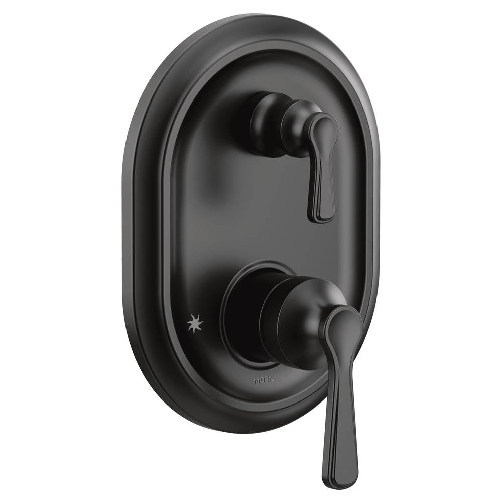 Moen - Traditional M-CORE 3-Series 2-Handle Shower Trim with Integrated Transfer Valve in Matte Black (Valve Sold Separately) - Matte Black