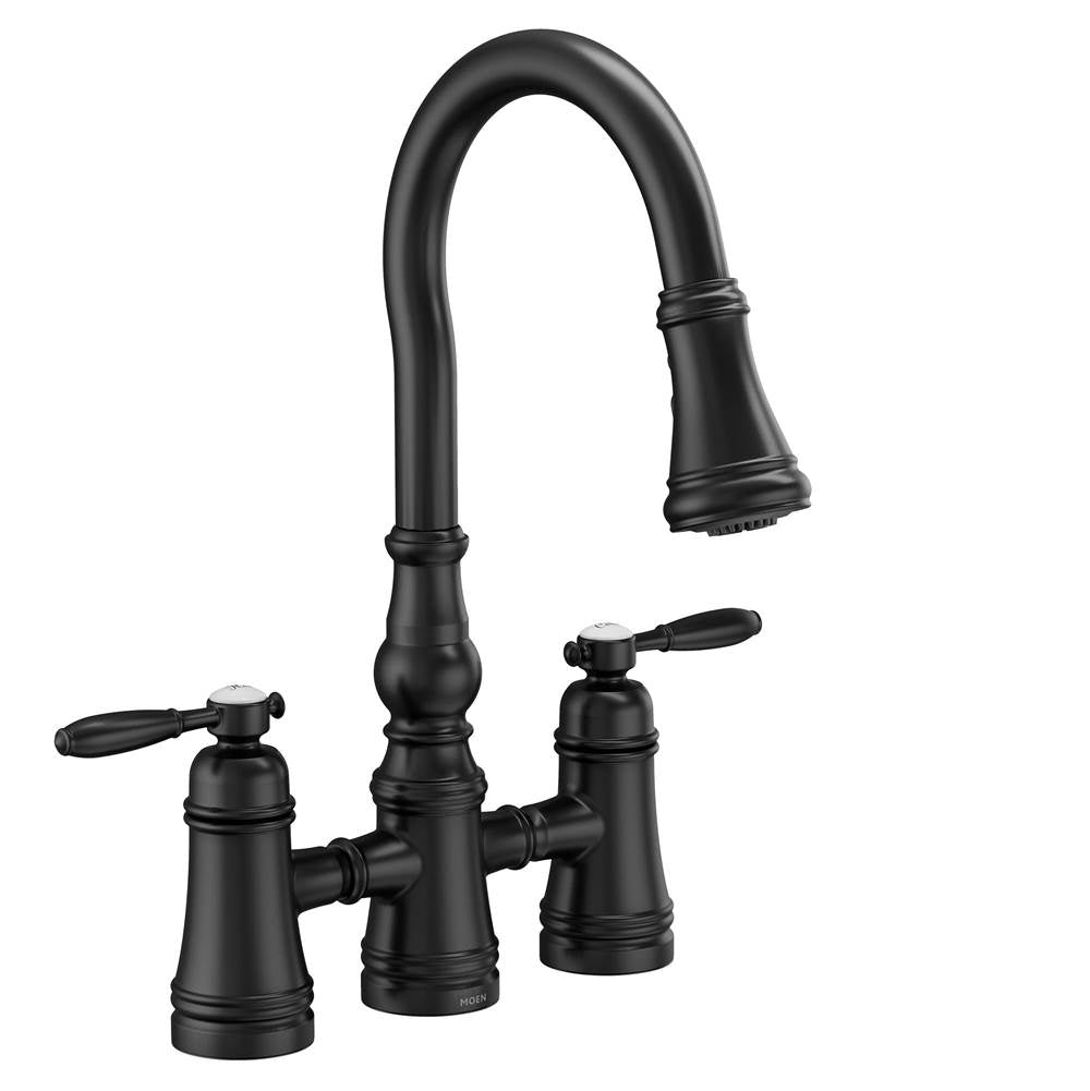 Moen - Moen Weymouth 2-Handle Bridge Faucet in Matte Black - Matte Black