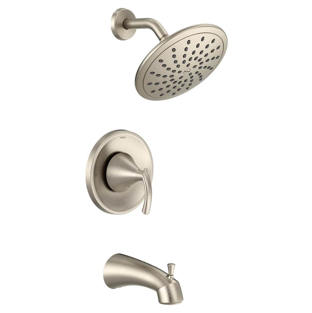 Moen - Glyde Posi-Temp Rain Shower Single-Handle Tub and Shower Faucet Trim Kit in Brushed Nickel (Valve Sold Separately) - Brushed Nickel