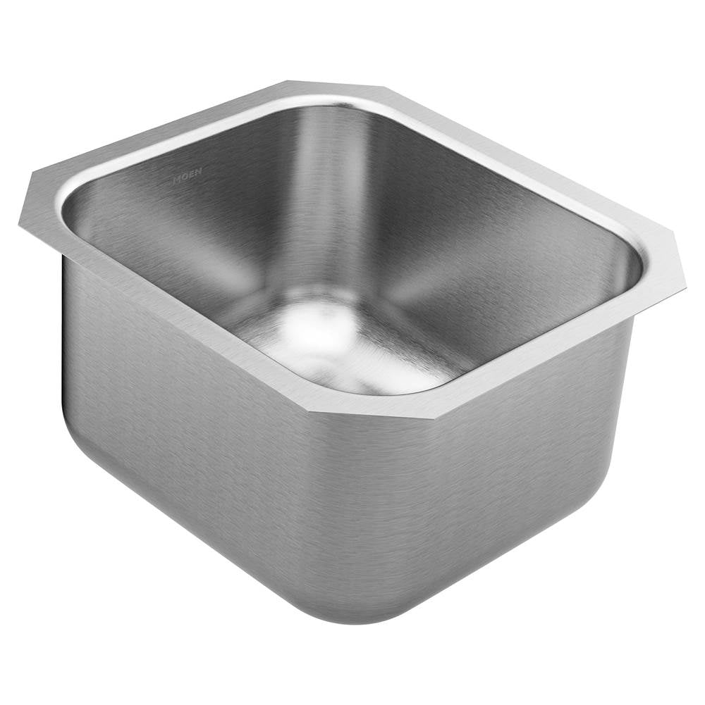 Moen - 1800 Series 16.5-inch 18 Gauge Undermount Single Bowl Stainless Steel Kitchen or Bar Sink - Satin Stainless