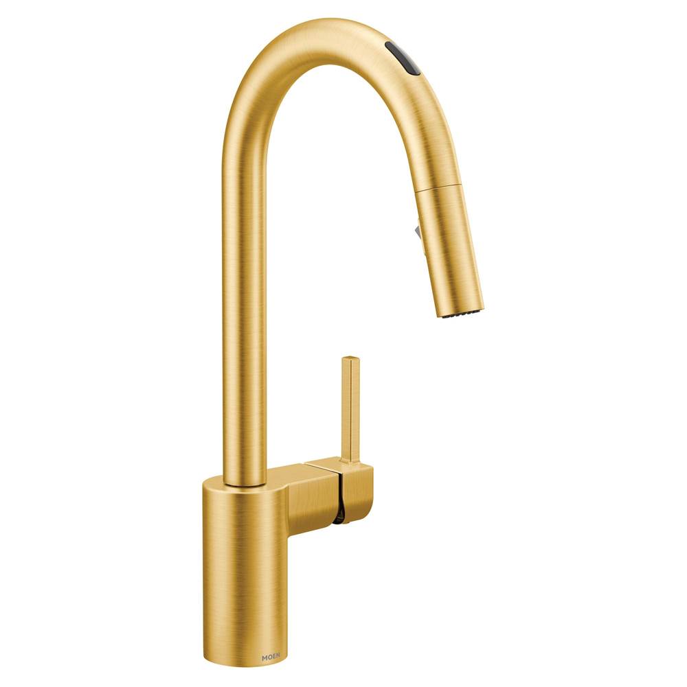 Moen - Align Smart Faucet Touchless Pull Down Sprayer Kitchen Faucet with Voice Control and Power Boost, Brushed Gold - Brushed Gold