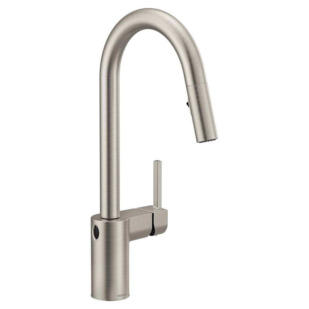 Moen - Align Motionsense Wave One-Sensor Touchless One-Handle High Arc Modern Pulldown Kitchen Faucet with Reflex, Spot Resist Stainless - Spot Resist Stainless