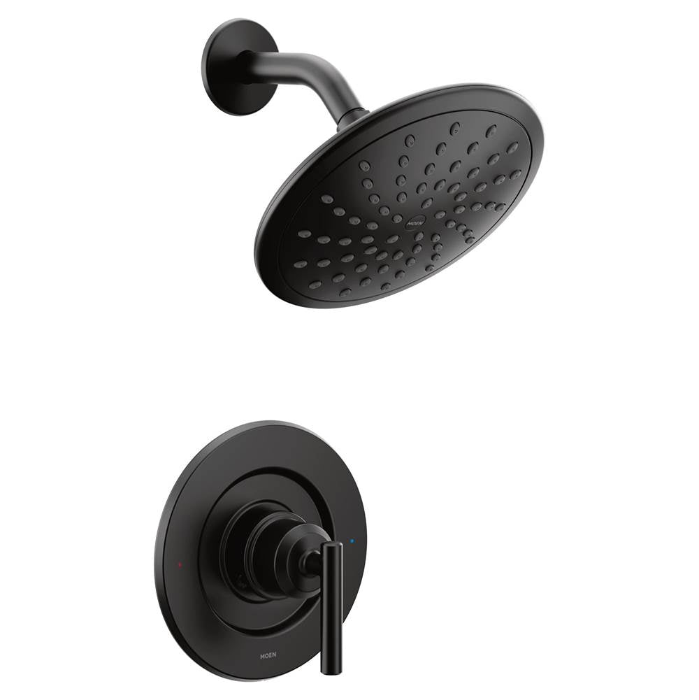 Moen - Gibson Posi-Temp Pressure Balancing Modern Shower Only Trim with 8-Inch Eco-Performance Rainshower, Valve Required, Matte Black - Matte Black