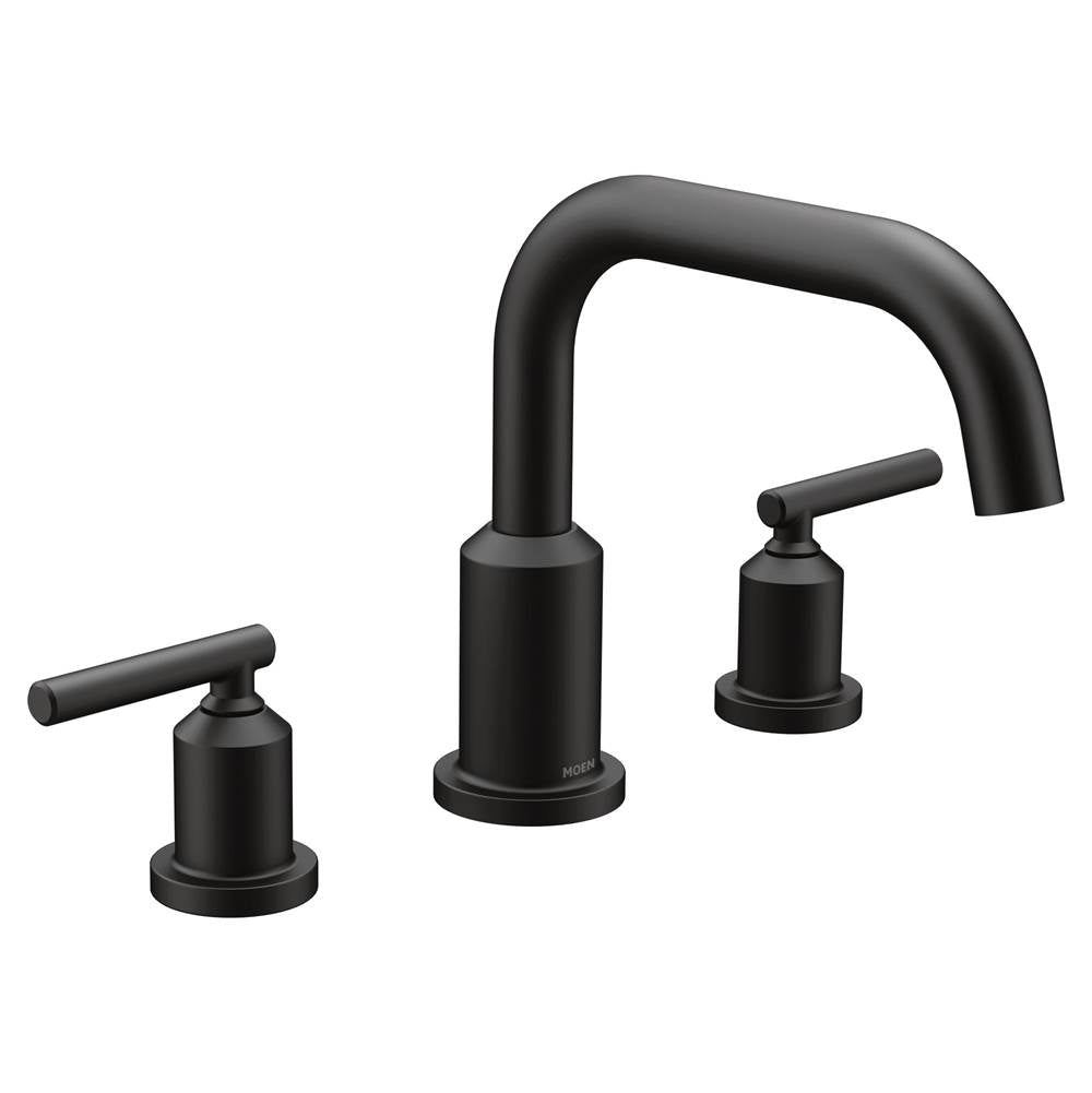 Moen - Gibson Two-Handle Deck Mounted Modern Roman Tub Faucet, Valve Required, Matte Black - Matte Black
