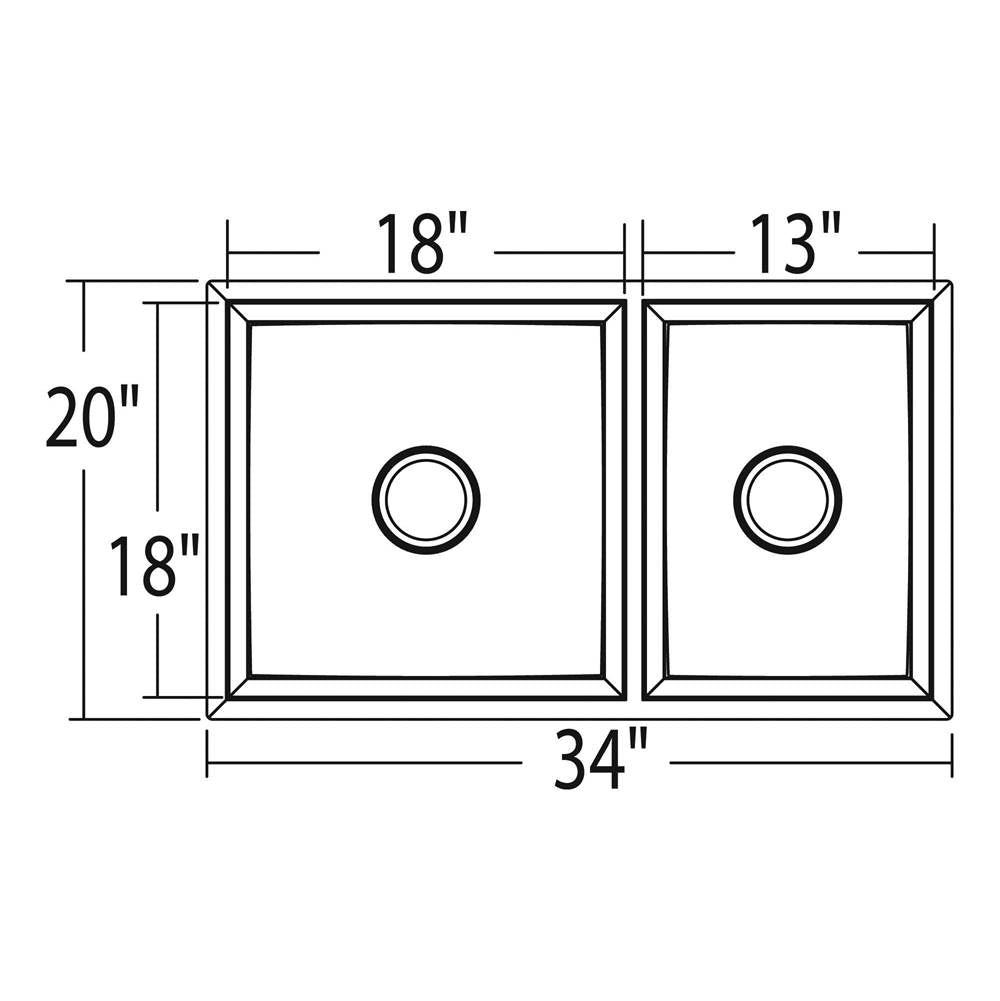 1600 Series 16-Gauge Double Bowl Undermount Sink, Stainless Steel