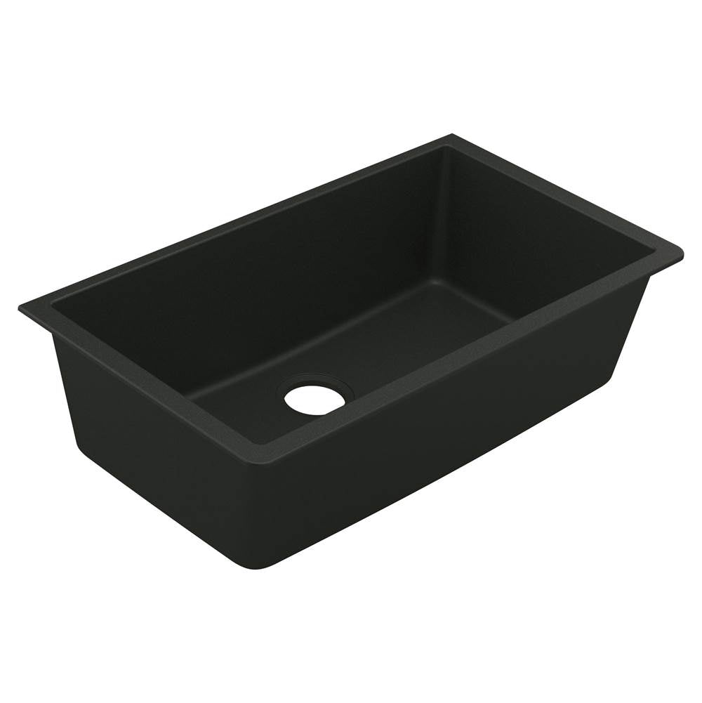 Moen - 33-Inch Wide x 9.5-Inch Deep Undermount Granite Single Bowl Kitchen Sink, Black - Black