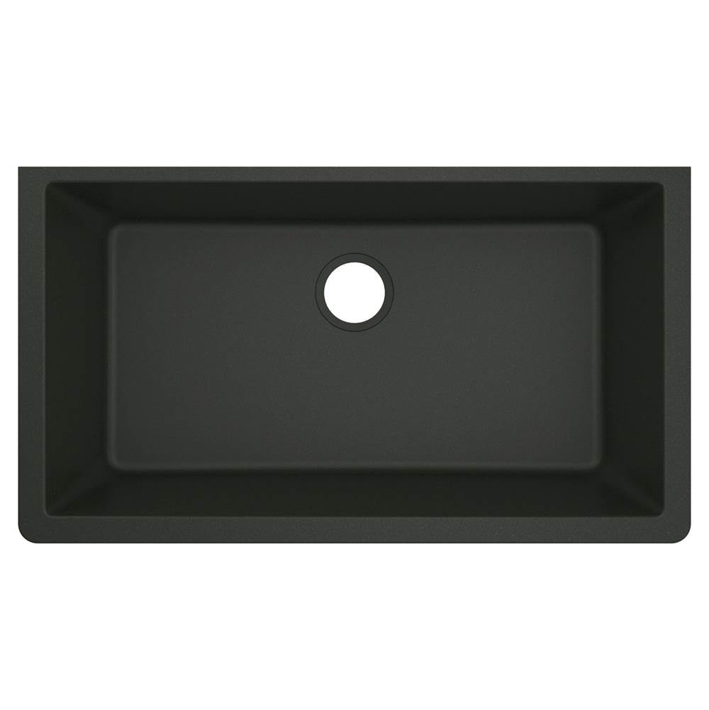 33-Inch Wide x 9.5-Inch Deep Undermount Granite Single Bowl Kitchen Sink, Black