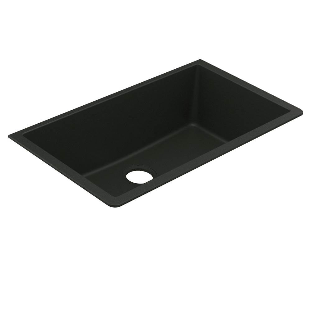33-Inch Wide x 9.5-Inch Deep Undermount Granite Single Bowl Kitchen Sink, Black