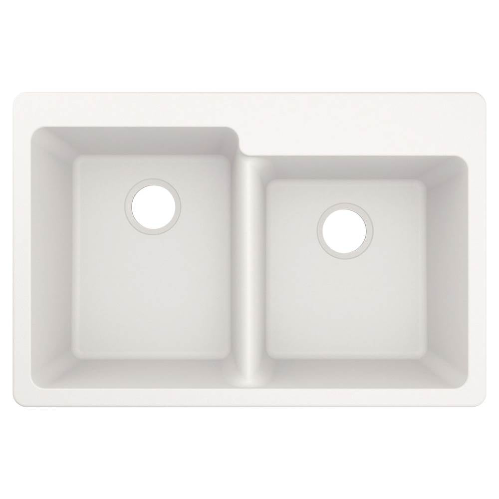 33-Inch Wide x 9.5-Inch Deep Dual Mount Granite Double Bowl Kitchen Sink, Black