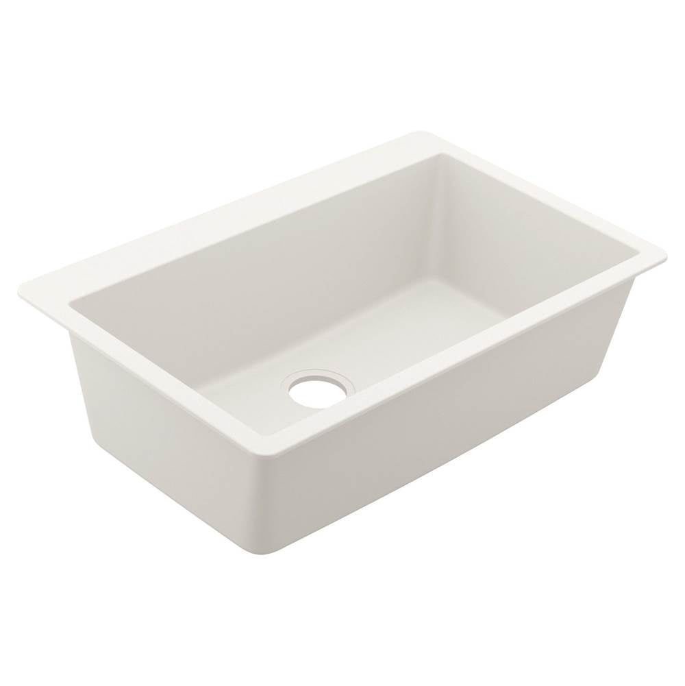 33-Inch Wide x 9.5-Inch Deep Dual Mount Granite Single Bowl Kitchen Sink, Black