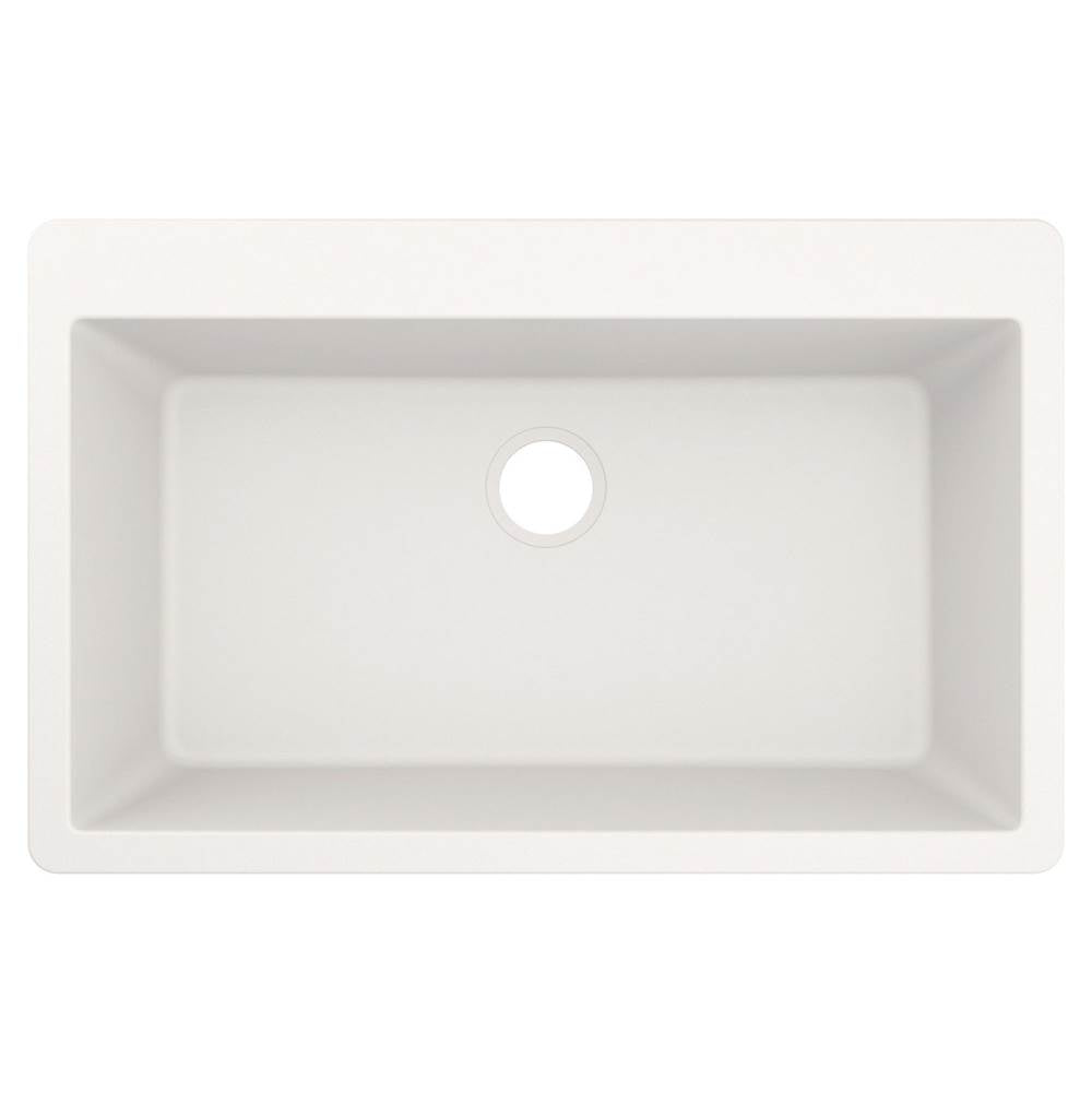 33-Inch Wide x 9.5-Inch Deep Dual Mount Granite Single Bowl Kitchen Sink, Black