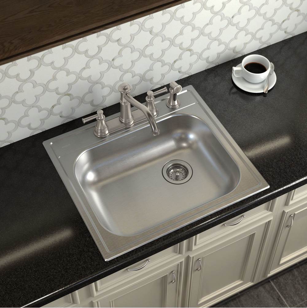 2000 Series 25-inch 20 Gauge Drop-in Single Bowl Stainless Steel Kitchen Sink, Right Drain, Featuring QuickMount