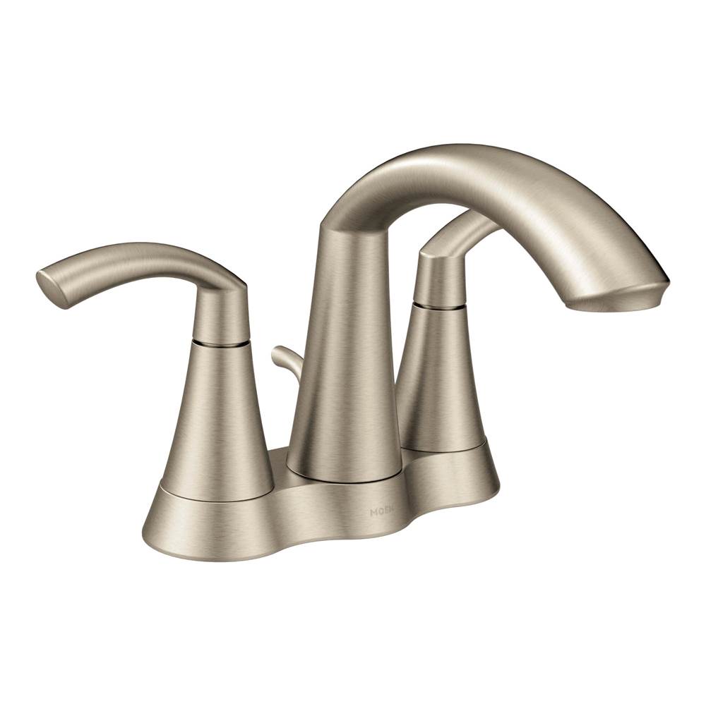Moen - Glyde Two-Handle High Arc Centerset Bathroom Faucet, Brushed Nickel - Brushed Nickel
