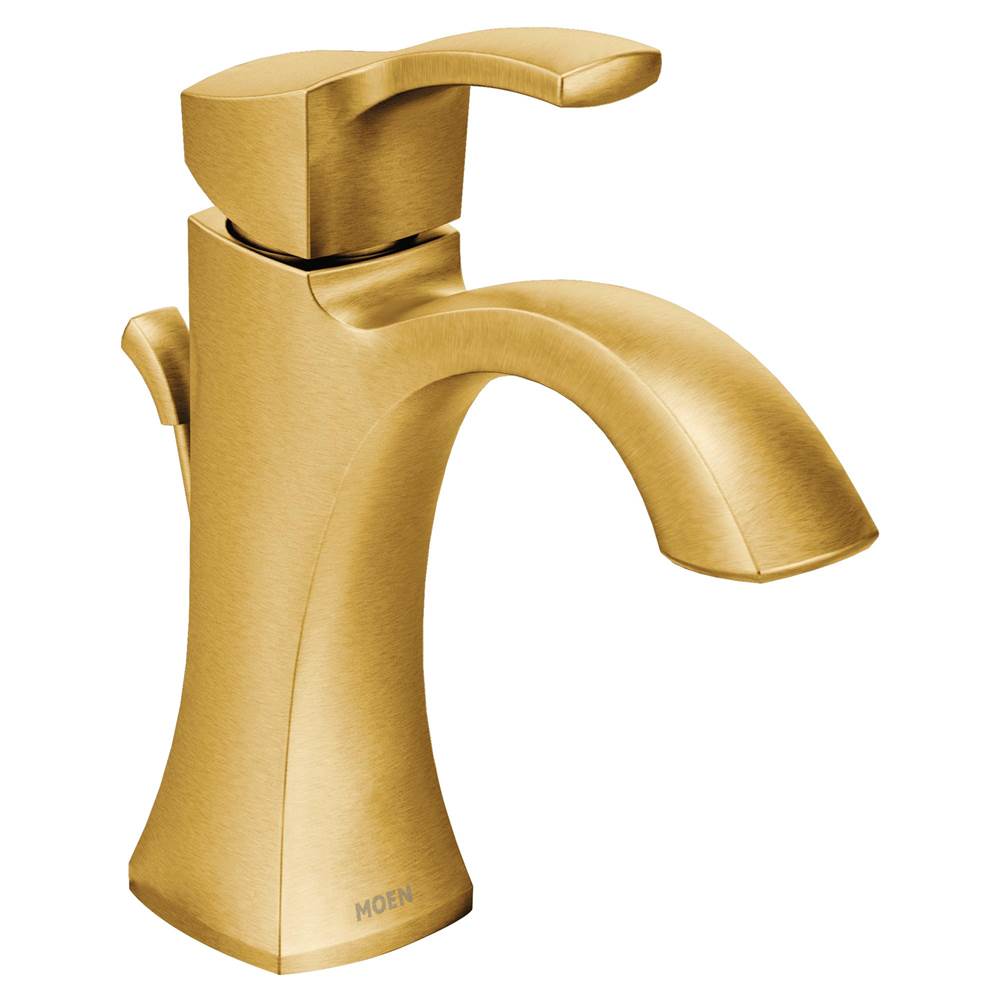 Moen - Voss One-Handle High Arc Bathroom Faucet with Drain Assembly, Brushed Gold - Brushed Gold