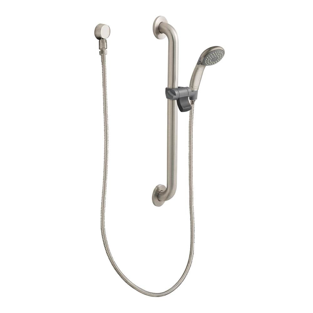 Moen - Classic brushed nickel slide bar/grab bar shower