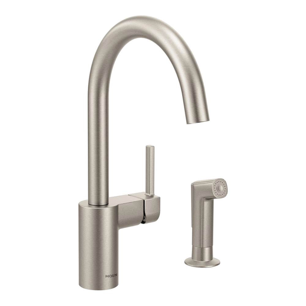 Moen - Align One-Handle High-Arc Modern Kitchen Faucet with Side Spray, Spot Resist Stainless - Spot Resist Stainless