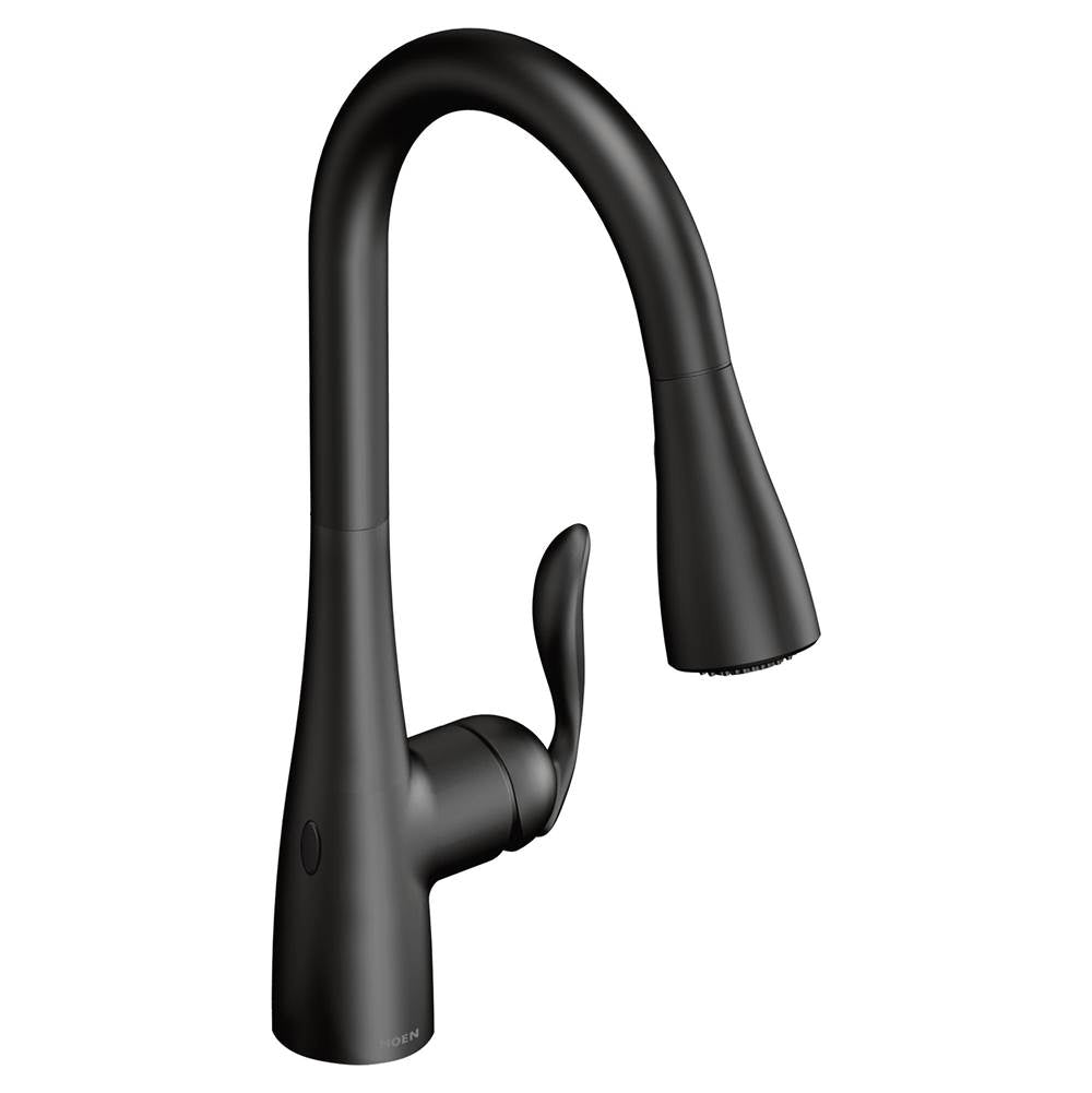 Moen - Arbor Motionsense Wave Sensor Touchless One-Handle Pulldown Kitchen Faucet Featuring Power Clean, Matte Black - Matte Black